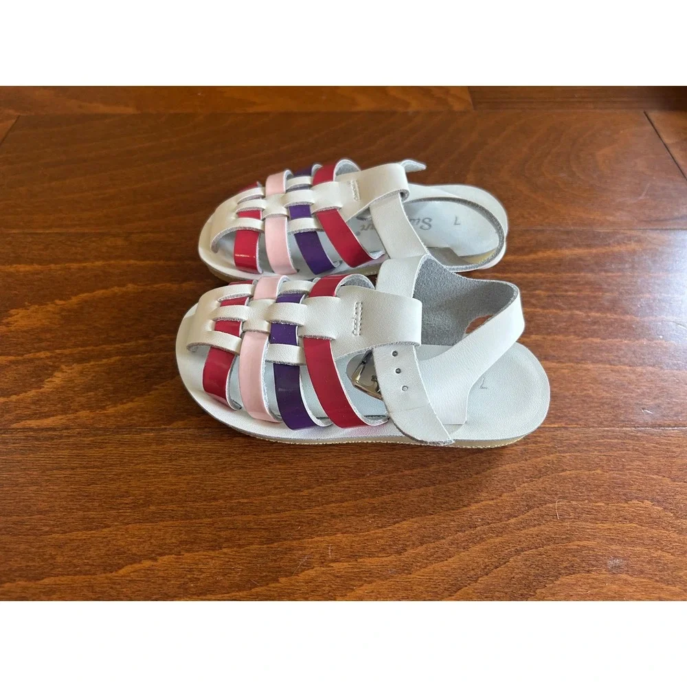 Sun-San Salt Water Sandals Sea Wee White NEW‎ Leather Size 7 Toddler